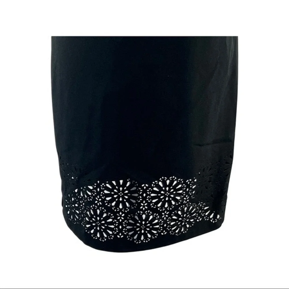 Banana Republic Black Laser Cut Floral Hem Sheath‎ Dress Size 6
